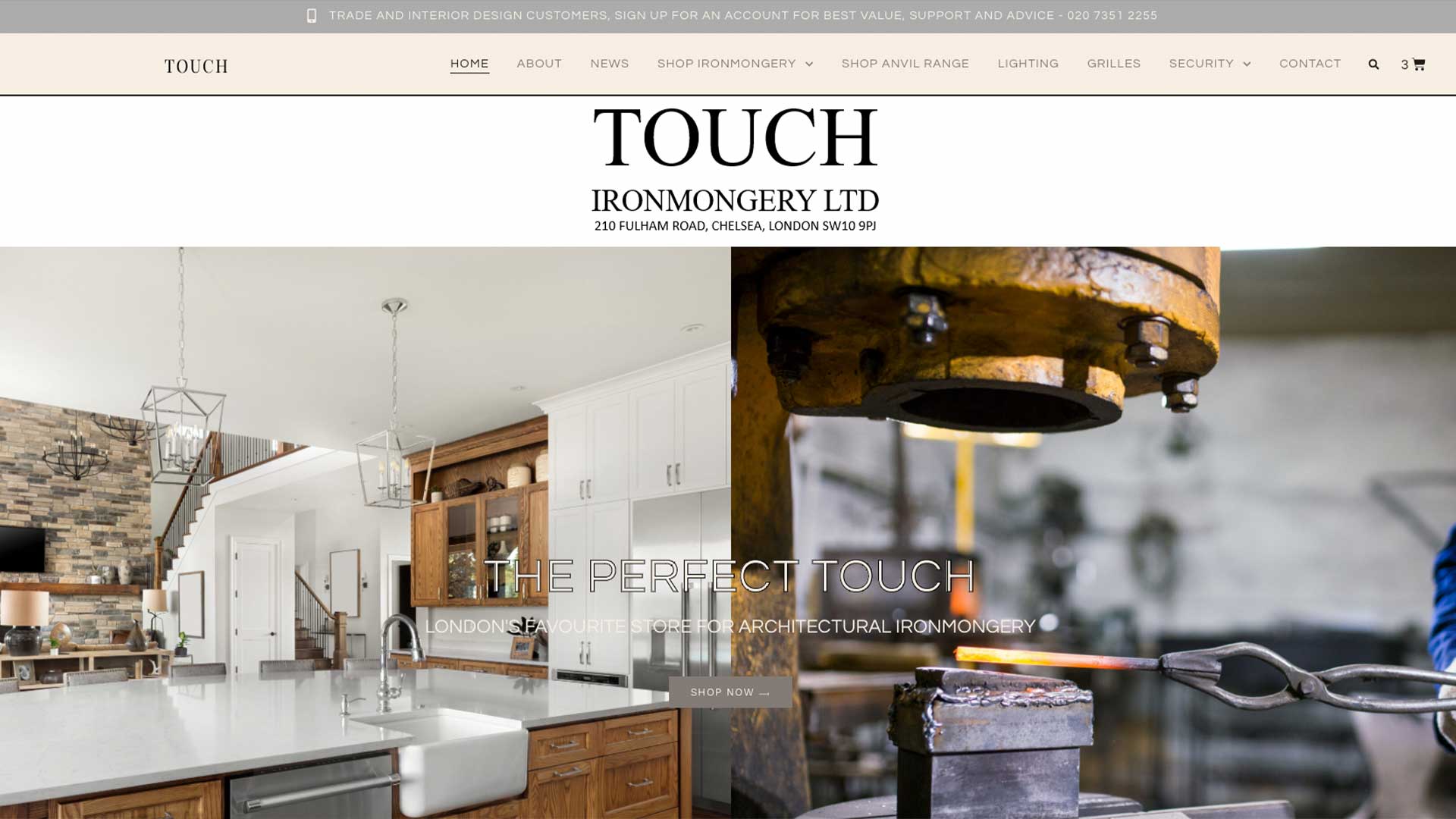 New site for Touch Ironmongery in Fulham, London